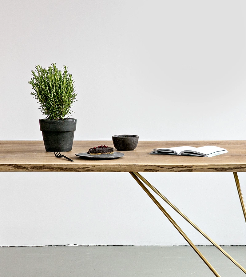 Slim oak dining table discount